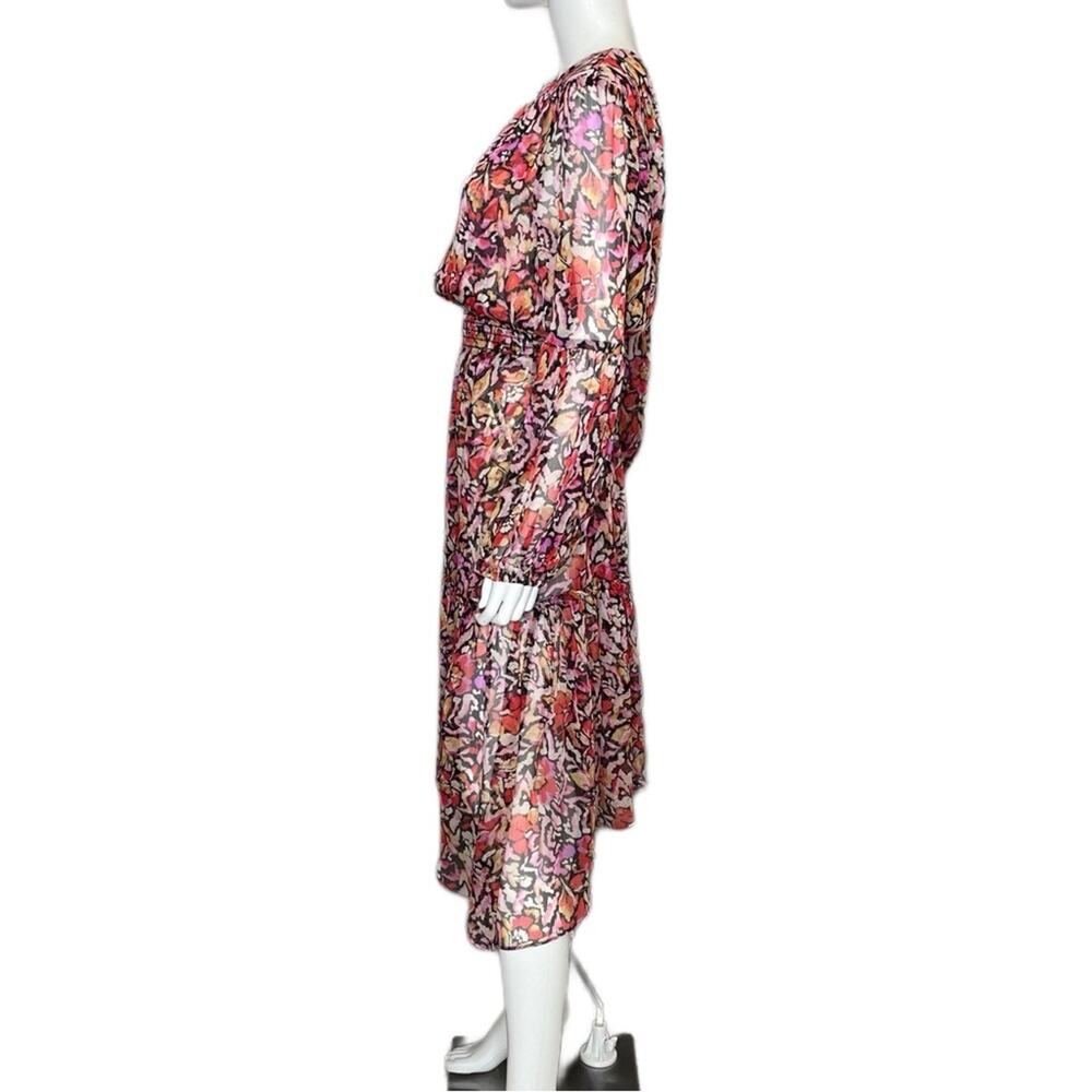 Misa Simone Floral Print Long Sleeve Chiffon Midi Dress In Multi Women’s Sz M - Picture 4 of 6
